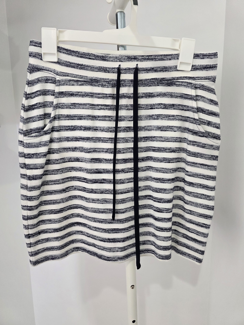 Market & Spruce Striped Knit Drawstring Skirt - White & Black